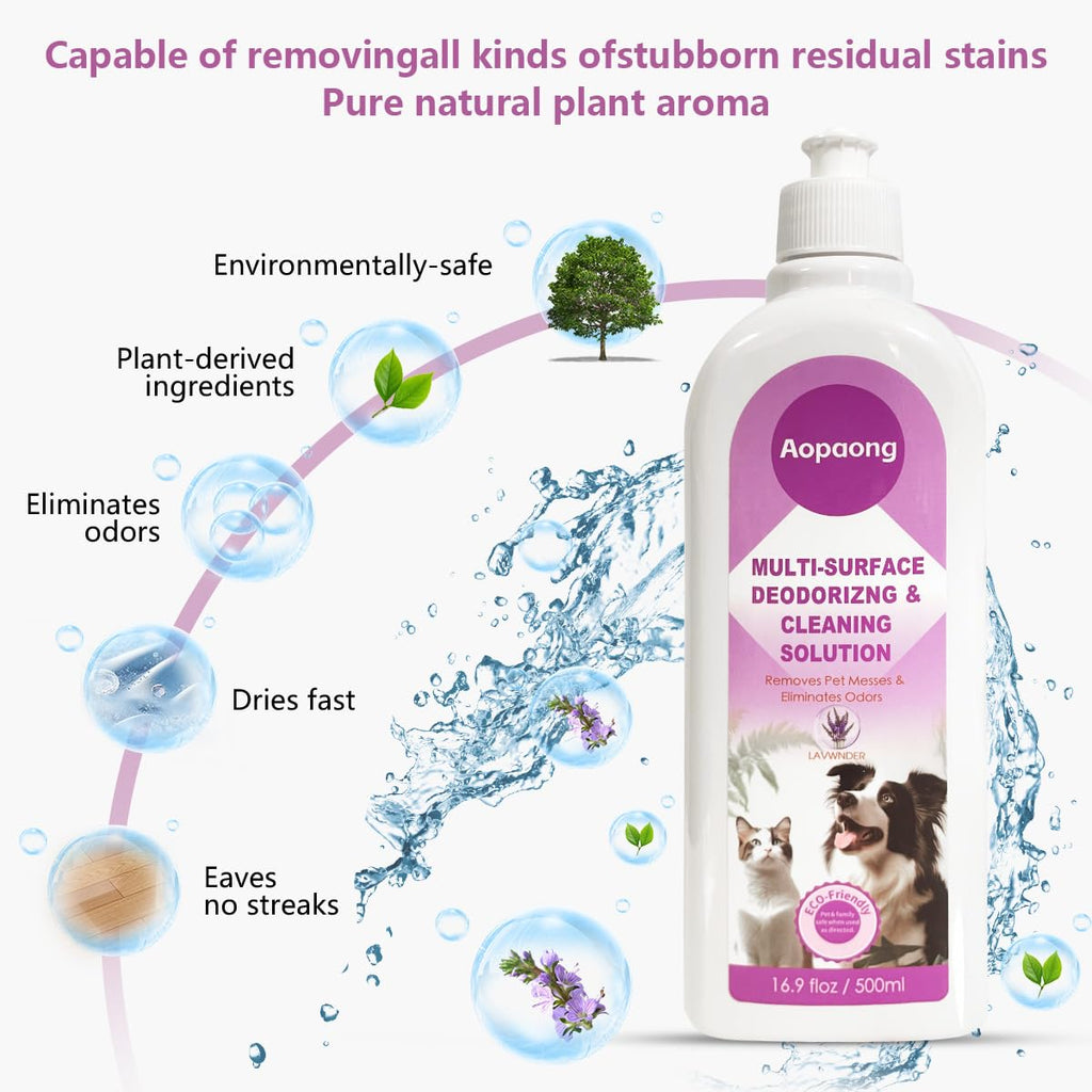 Aopaong Multi-Surface Floor Cleaning Solution, Lavender Scent, Compatible with Roborock, eufy, Dreame, iRobot Roomba Robot Vacuums and Mops, Cordless Wet/Dry Vacuums and WetJet Mops, 16.9 fl oz ×2