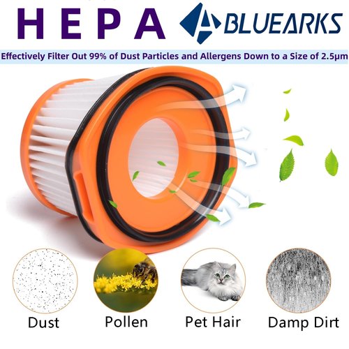 Bluearks 6Pcs Replacement for Shark WS620 WS632 WS630 Filter,Compatible With Shark Wandvac System WS633 WS632RGBRN WS632PKBRN WS632GNBRN WS632GDBRN WS632BLBRN, Replacement to Part # XFFWV360