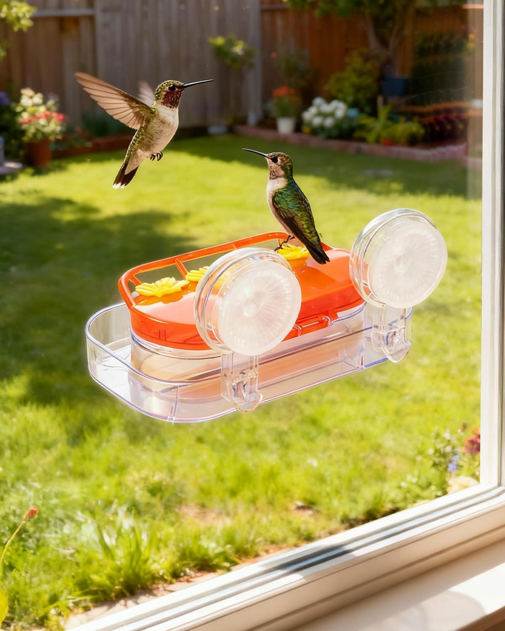 Redboat Hummingbird Feeder - 2 Pack with Strong Suction Cups & 4 Feeding Ports | Easy Clean 10oz