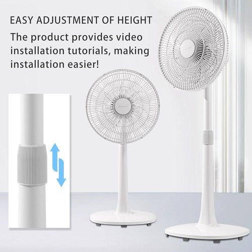 **Skiennix 14.5-Inch Oscillating Pedestal Floor Fan - 7 Blades, Adjustable Height, Remote Control**