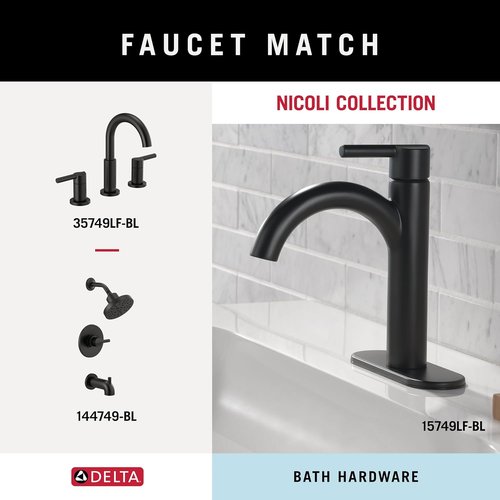 Delta Nicoli Toilet Paper Holder - Matte Black Pivoting Tissue Roll Holder for Bathroom Organization