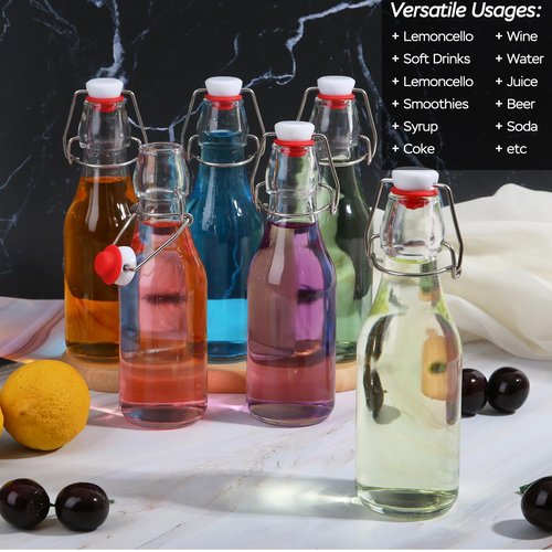 ZEBEIYU 12 Pack 8.5 oz swing top glass bottles,flip top glass bottle with airtight lid for home brewing,kombucha,kefir,vanilla extract,beer,oil,vinegar,homemade juices,soda,beverages,2nd fermentation