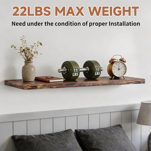 Lifetime Warranty Floating Shelves - Easy Install 15.7 Inch Wall Mounted Wooden Shelves | Set of 3 for Home Decor & Storage