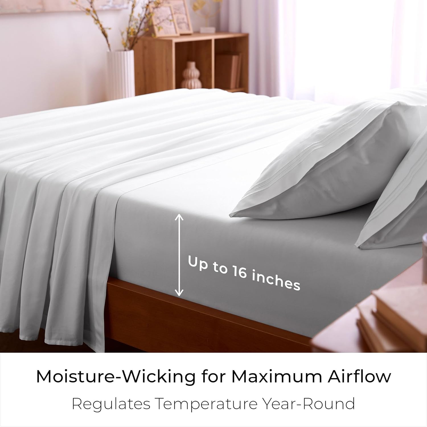 Mellanni Queen Sheets Set - 4 PC Hotel Luxury Bedding - Extra Soft, Cooling, Wrinkle-Resistant | White