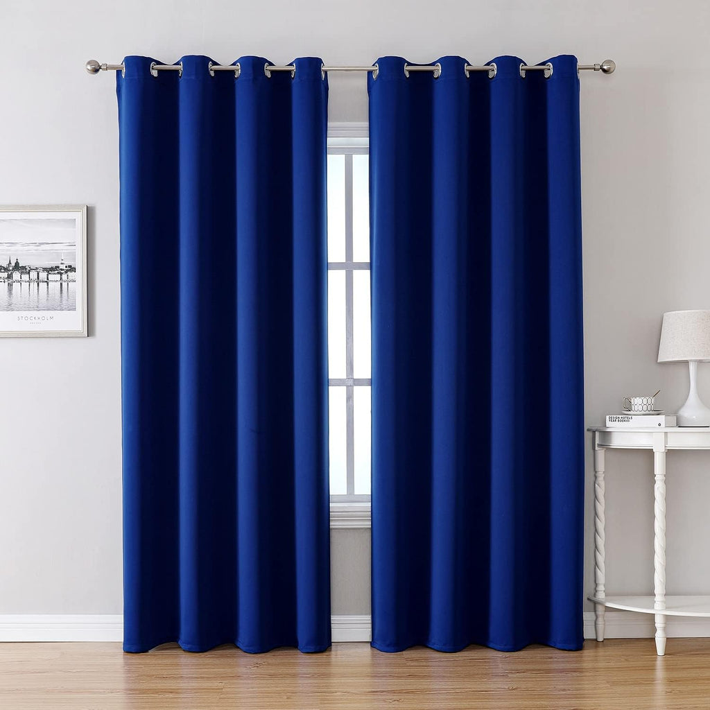 ChrisDowa Grommet Blackout Curtains - Thermal Insulated Room Darkening Panels, Royal Blue, 52W x 72L