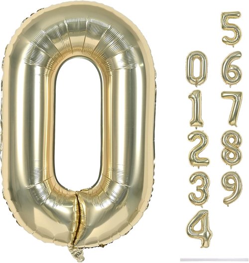 Champagne Gold 40" Number Balloon 0 - Large Foil Birthday & Anniversary Decoration | Helium-Ready
