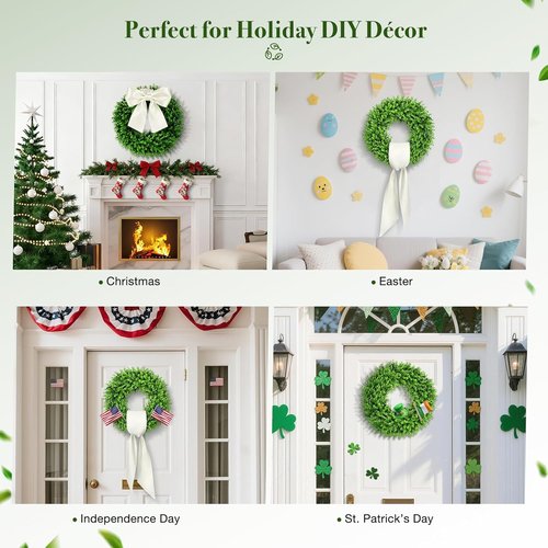 Boxwood Wreaths by [Brand Name] - Preserved 24" Front Door Decor | Elegant Summer Wreath