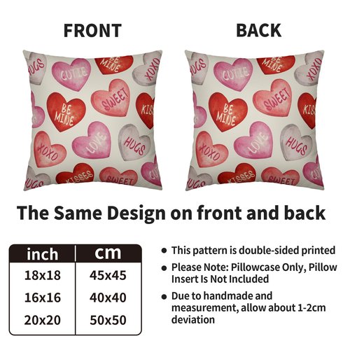 Sivirary Valentines Pillow Covers 18x18 Inch Set of 2 Pink Red Heart Valentine's Day Holiday Decorative Throw Pillowcases Anniversary Outdoor Farmhouse Cushion Cases Decor for Sofa Couch Bed