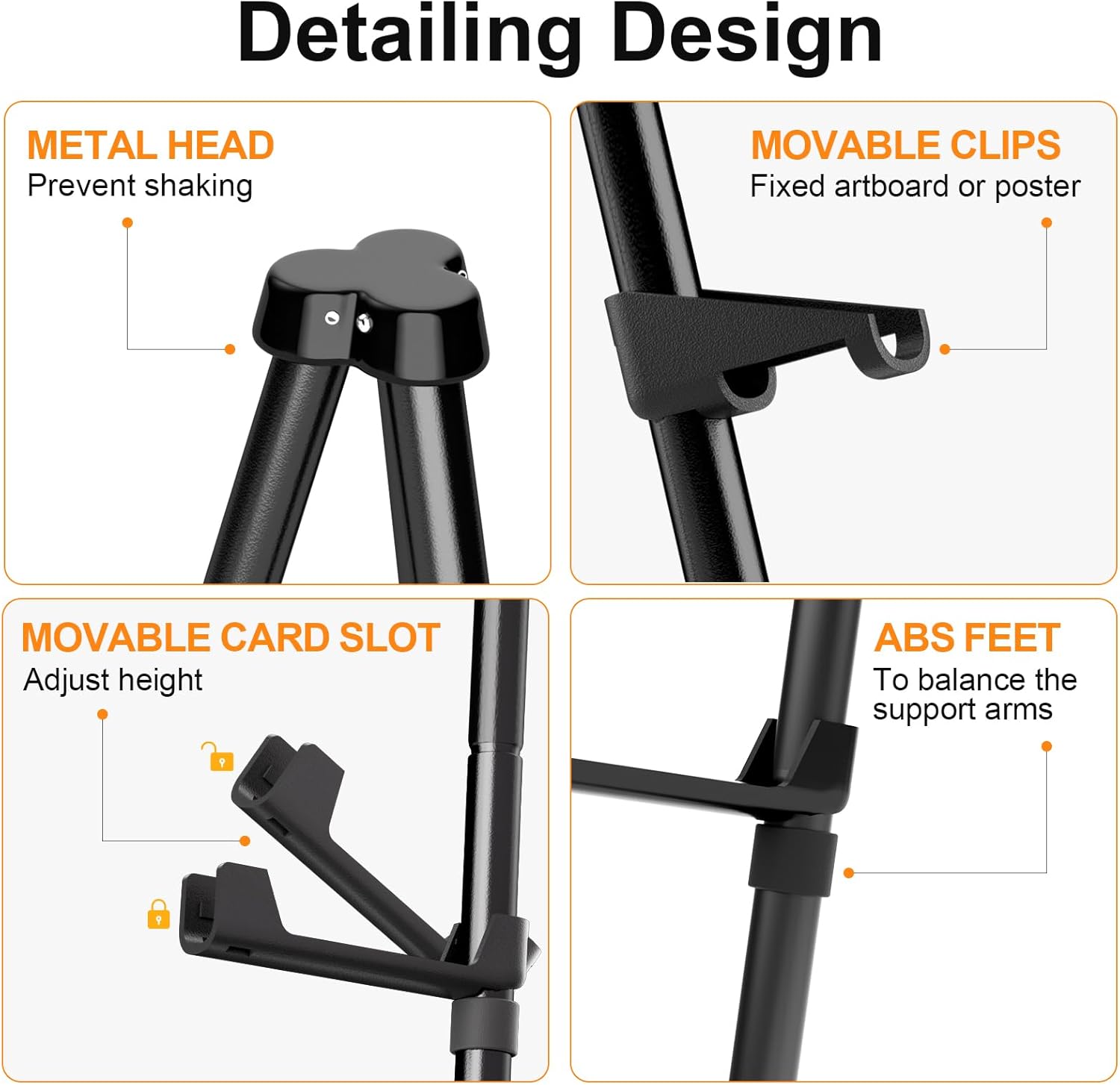 Nicpro Folding Easels - 63 Inch Metal Tripod Stand for Artists | Portable Black Display Easel (3 Pack)