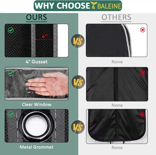 BALEINE Heavy Duty Garment Bag - Travel Essential with Shoe Storage for Dresses & Suits | 43" Black