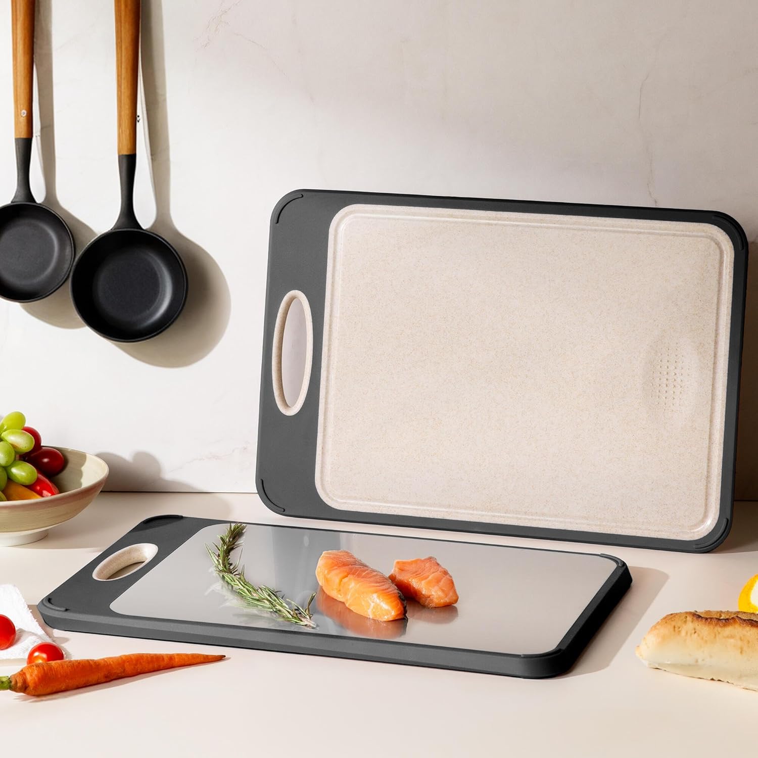 Stainless Steel Cutting Board - Non-Toxic Double-Sided Kitchen Chopping Board for Meat & Vegetables | Large Size 16”L x 11”W