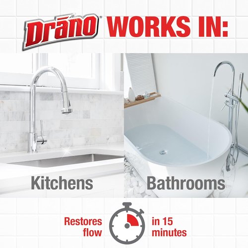 Drano Max Gel Drain Clog Remover - Fast-Acting Solution for Hair, Grease & Food Blockages | 80 Oz