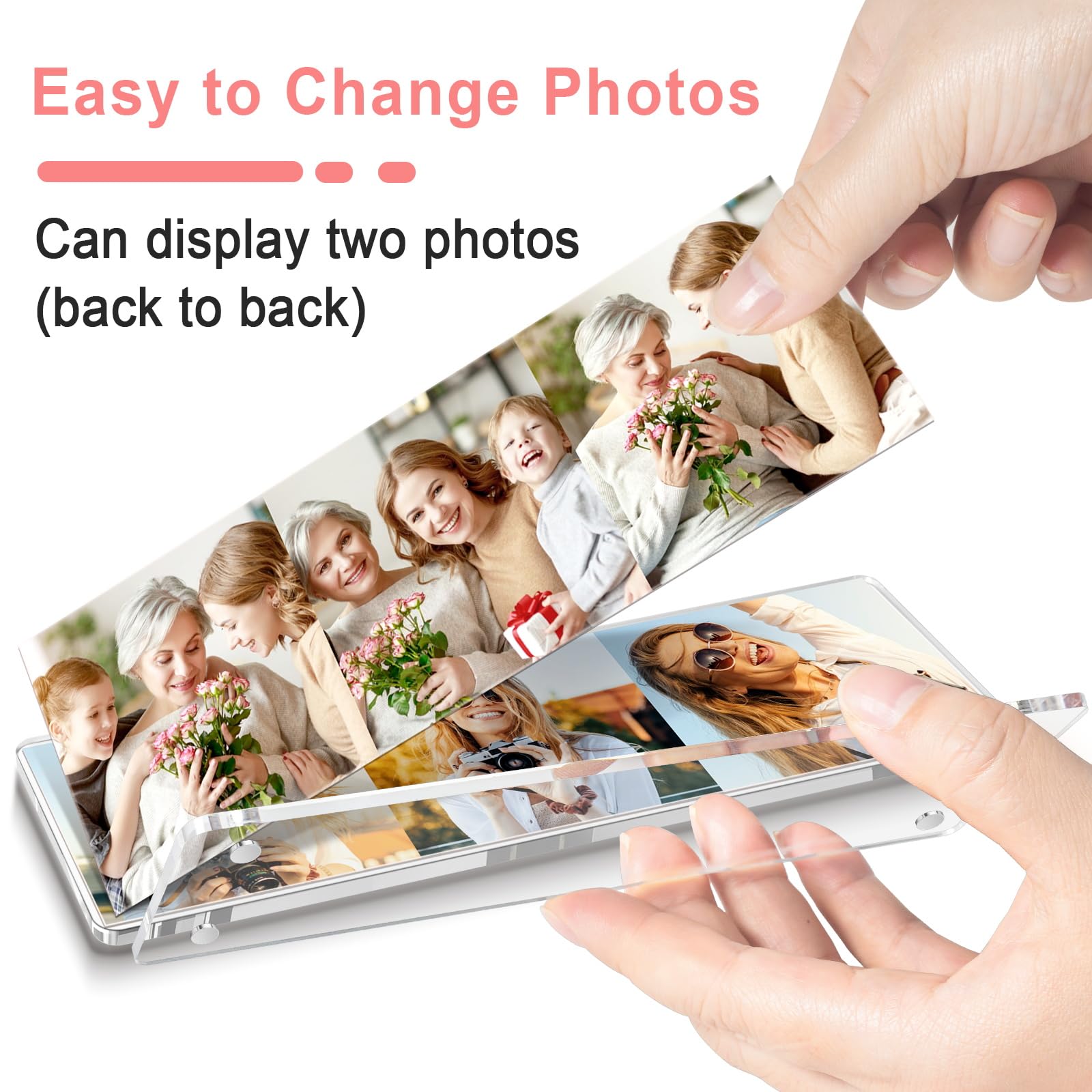 Vowcarol 2 Pack Photo Booth Frame 2x6 Picture Frame, Acrylic Fridge Magnetic Frames, Clear Acrylic Frame, Strong Magnetic 2x6 Photo Picture Frames for Refrigerator