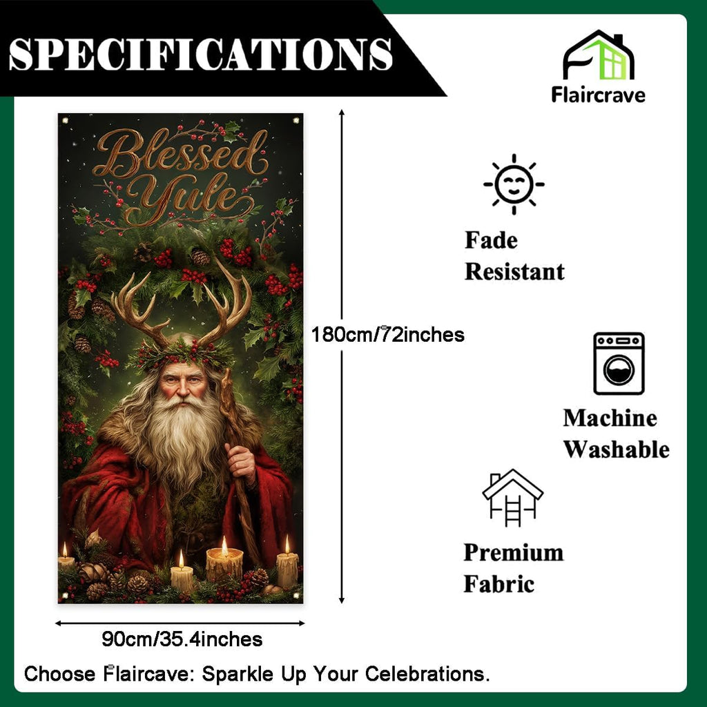 Yule Banner - Winter Solstice Backdrop Sign | Krampus Xmas Decor for Home & Party Celebrations