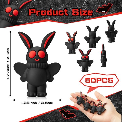 Chunful Mini Mothman Figurines - 50 Pcs Tiny Statues for Cryptid Decor | Classic Black Party Favors