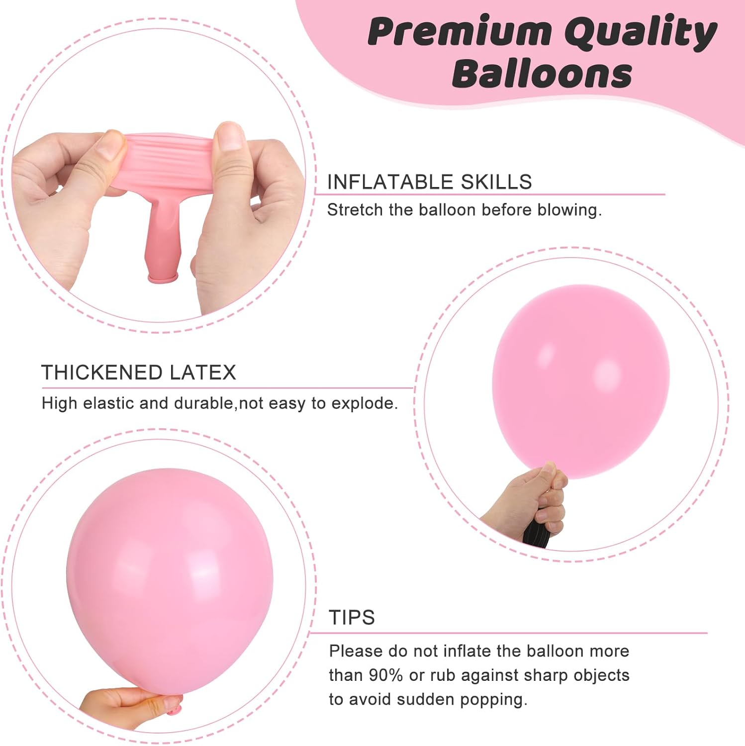 RUBFAC Baby Pink Balloons - 135pcs in Various Sizes for Garland & Arch | Perfect for Weddings, Birthdays & Baby Showers