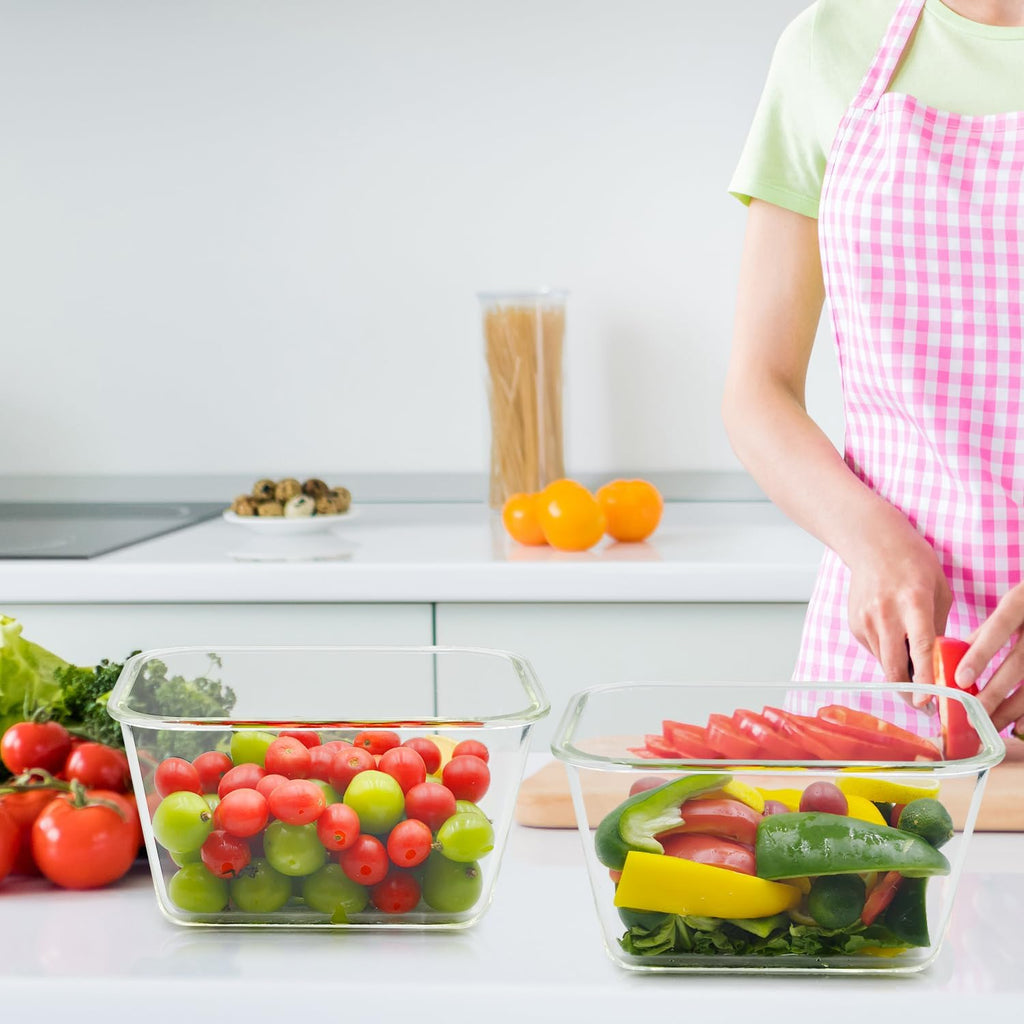 Skiennix Large Glass Storage Containers - 85oz Airtight Food Storage for Meal Prep | BPA Free, Oven Safe