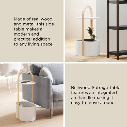 Umbra Bellwood Side Table with Storage and Cable Management, White