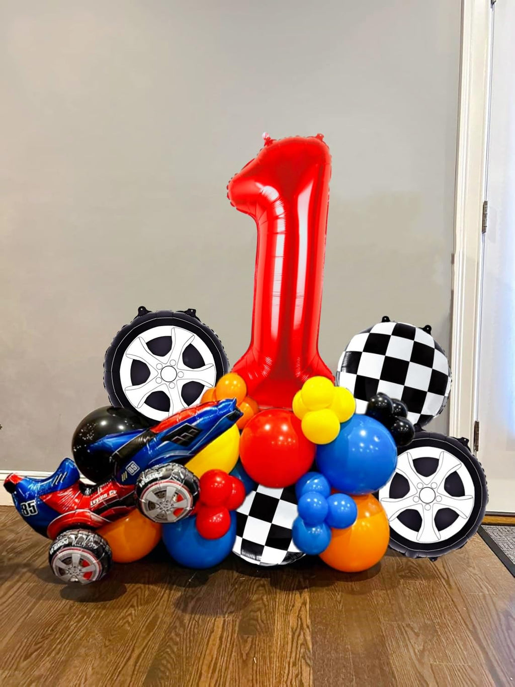 Kwuz Race Car Birthday Balloons Boys Fast One First Birthday Decorations Race Car Theme Wheels Party Decor Supplies Favors Black Red Foil Mylar Helium 1 Balloon Number 40 inch