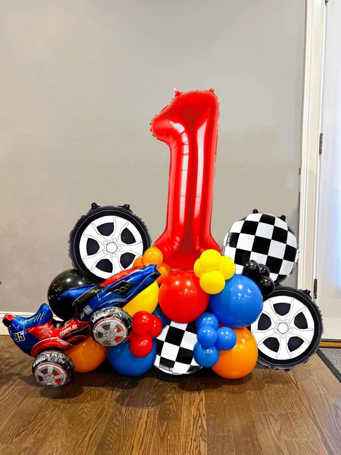 Kwuz Race Car Birthday Balloons Boys Fast One First Birthday Decorations Race Car Theme Wheels Party Decor Supplies Favors Black Red Foil Mylar Helium 1 Balloon Number 40 inch