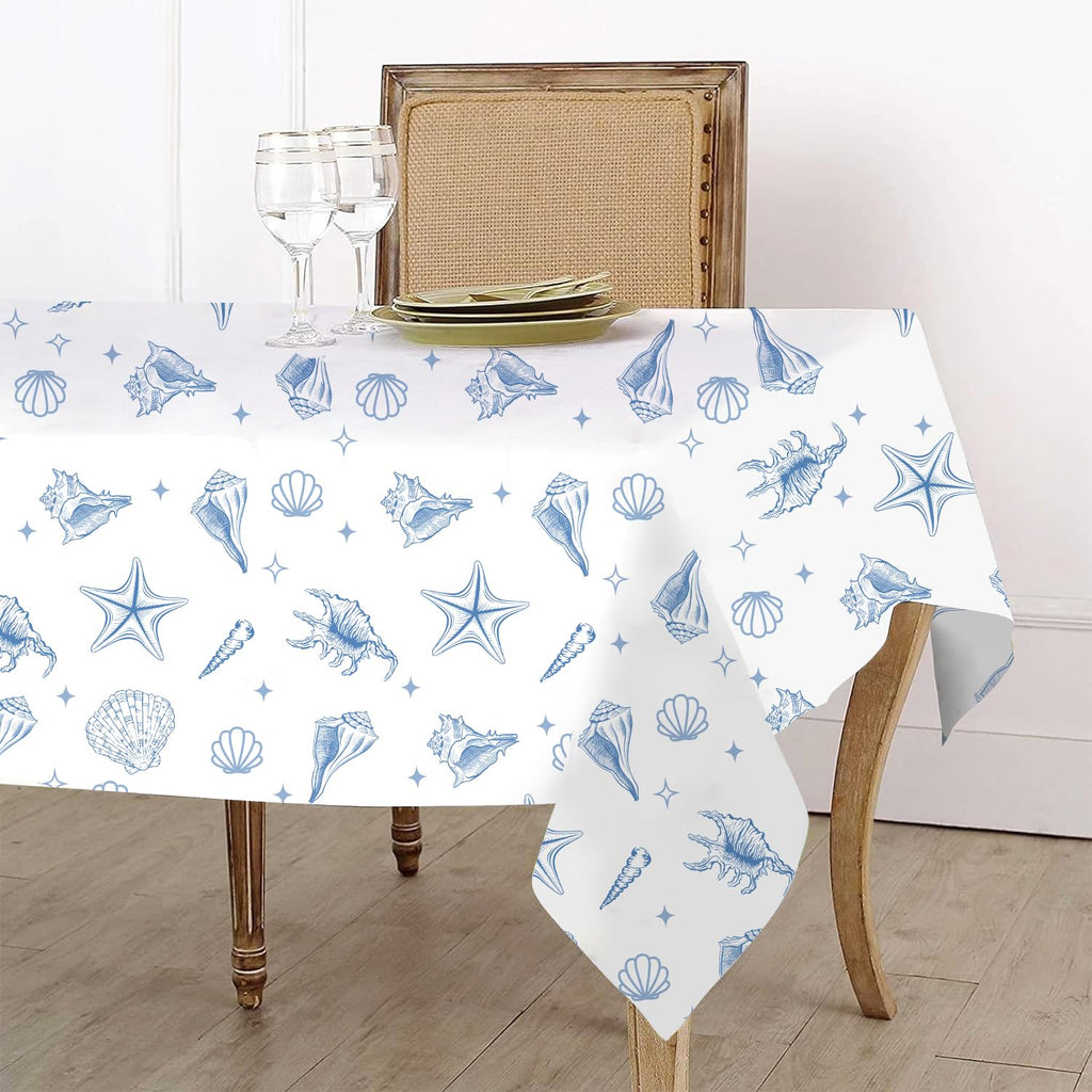 Last Toast on the Coast Bachelorette Table Cloth Blue Coastal Bachelorette Party Decorations Seashells Beach Table Cloth Ocean Nautical Table Cover for Girl Wedding Bridal Shower Picnic Camping Party