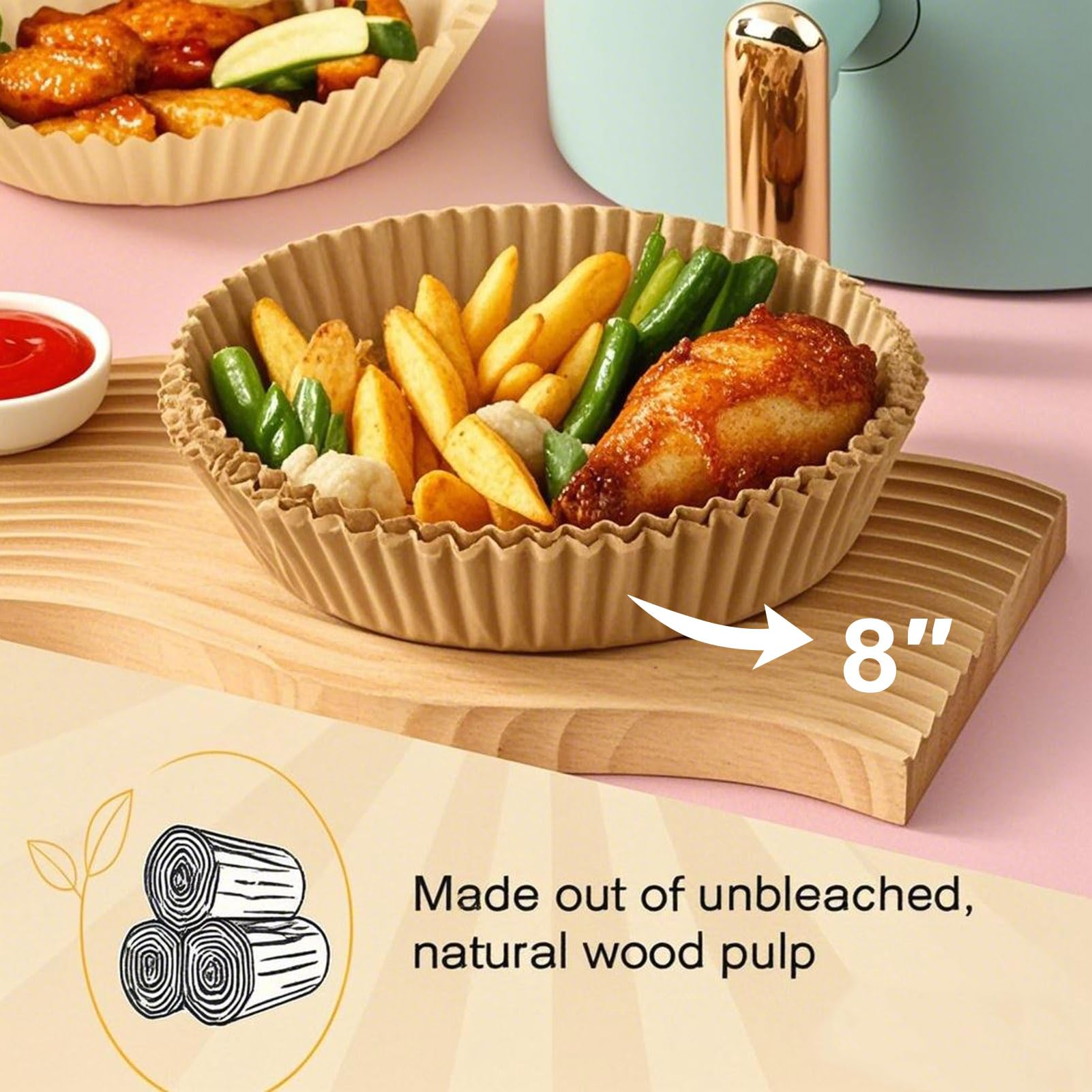 4 qt Air Fryer Liners, Ninja Foodi Liners, 200Pcs Air Fryer Liners Disposable 5qt 8 Inch Round, Circle Liners for Ninja AF101 AF150 XL AF161