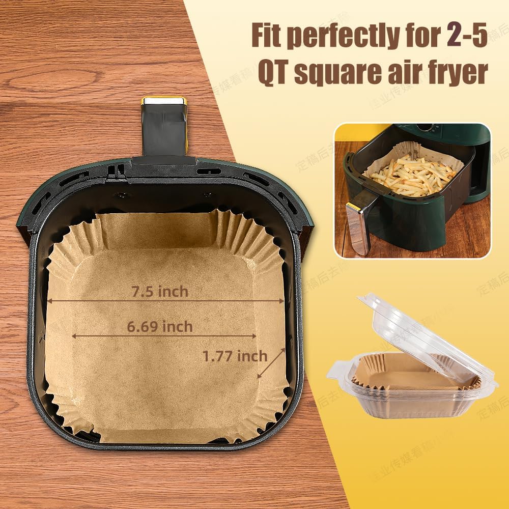 Skiennix 7.5 Inch Air Fryer Parchment Paper Liners - 150 Pcs Non-Stick & Oil-Proof for 2-5 QT Frying, Baking, Roasting