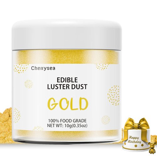Cherrysea Gold Edible Luster Dust - Tasteless Food-Grade Baking Powder | 10 Grams for Cakes & Cupcakes