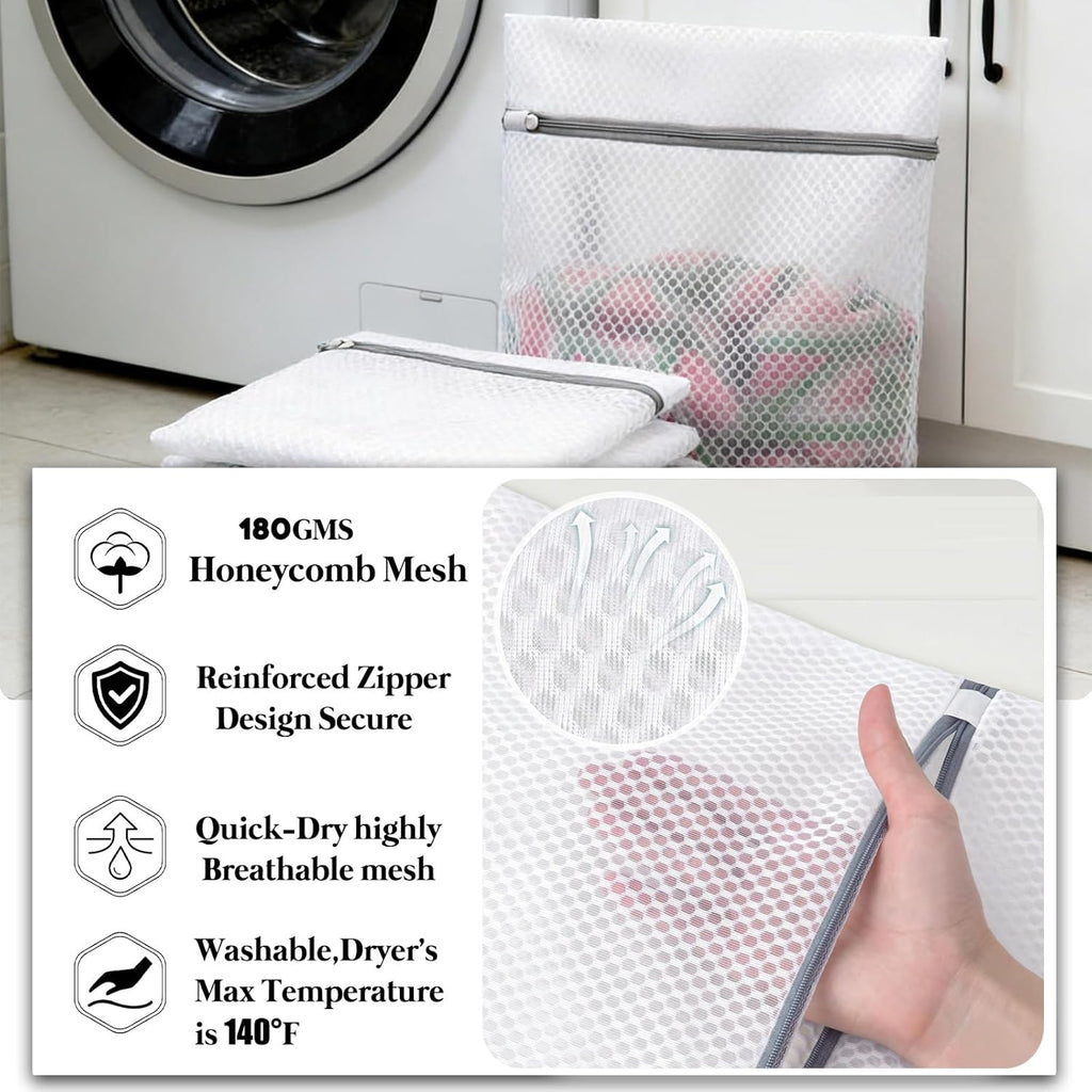 Skiennix Laundry Bags - Premium Double-Layer Honeycomb Mesh for Delicates | 10 Pcs, 12 x 16 Inches