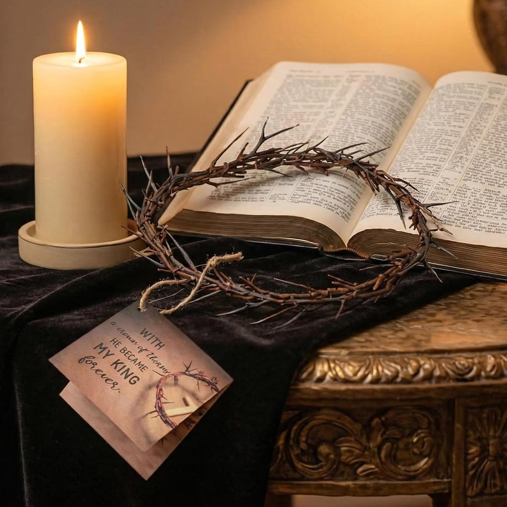 Yinder Crown of Thorns Set - Authentic 8" Jesus Thorn Crown for Lent & Holy Week Decor | Religious Gift
