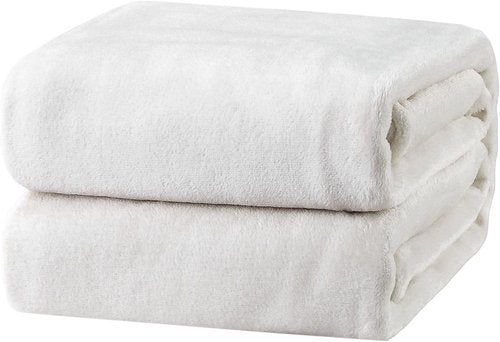 Bedsure GentleSoft Fleece Blanket - Lightweight Plush Cozy Twin Size Blanket in White | 300GSM, 60x80 Inches
