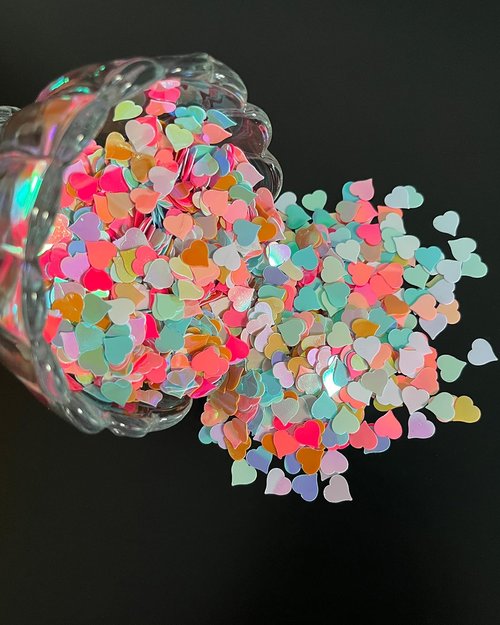 Iridescent Heart Confetti, Multicolor Valentines Day Table Scatter Sequins Heart Scatter for Wedding Bridal Shower Birthday Party