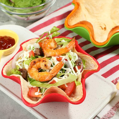 Koluti Nonstick Silicone Tortilla Shell Maker - Colorful Taco Salad Bowl Mold Set of 3 | Oven & Microwave Safe