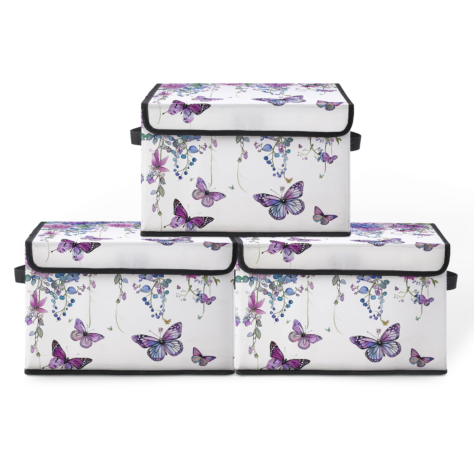 Dawuyu Stackable Clothes Storage Bins with Lids,Closet Organizers Fabric Box for Home and Office,Blanket Clothes Organizers,Under Bed Storage Containers 3 Pack.