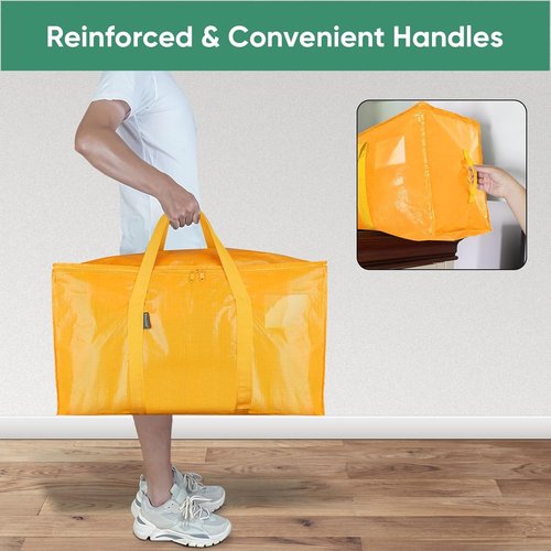 BALEINE Heavy-Duty Oversized Moving Bags - 2-Pack Storage Totes with Reinforced Handles (Light Yellow)