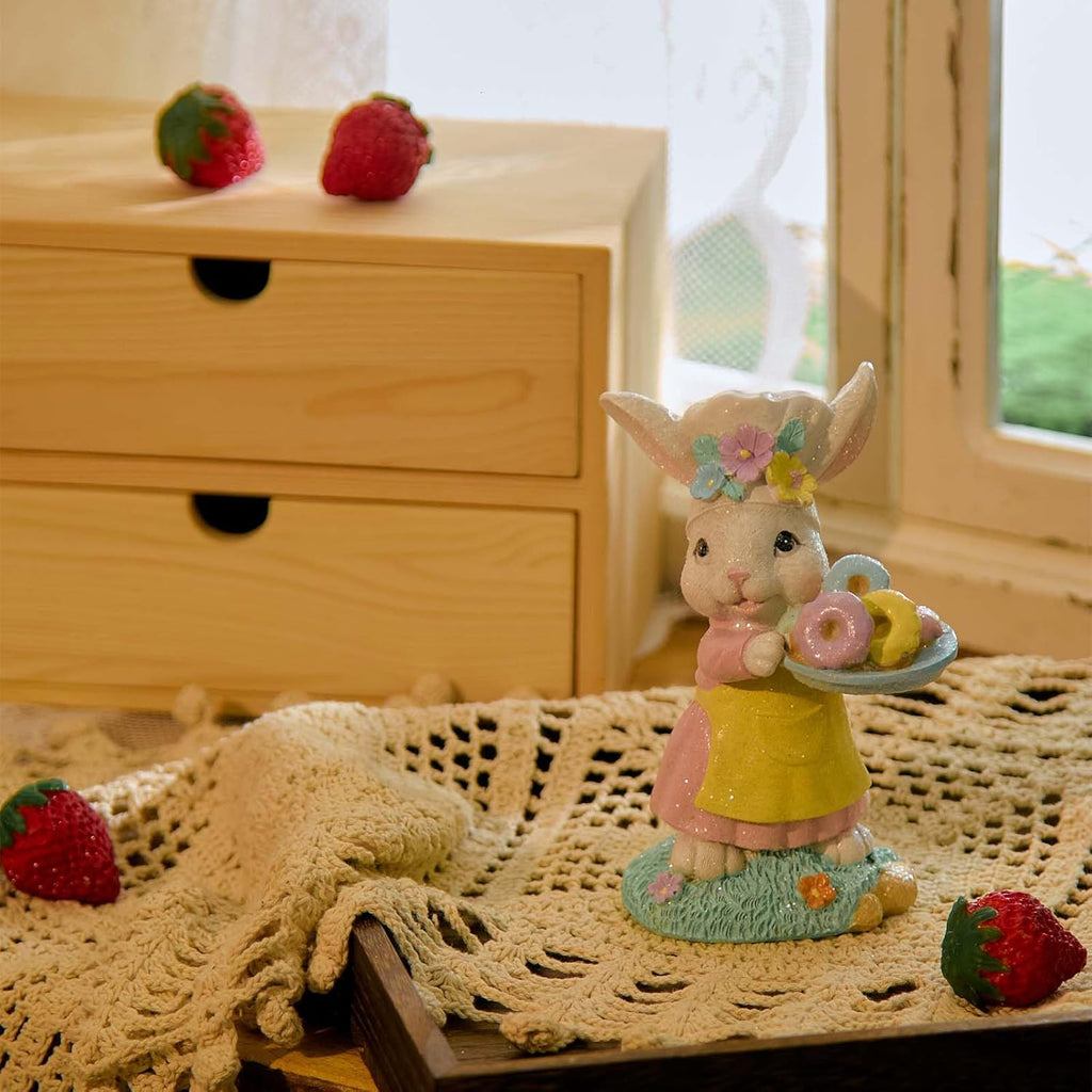 Zayton Easter Rabbit Statues - Handmade Resin Bunny Decorations for Spring | Indoor Tabletop Decor