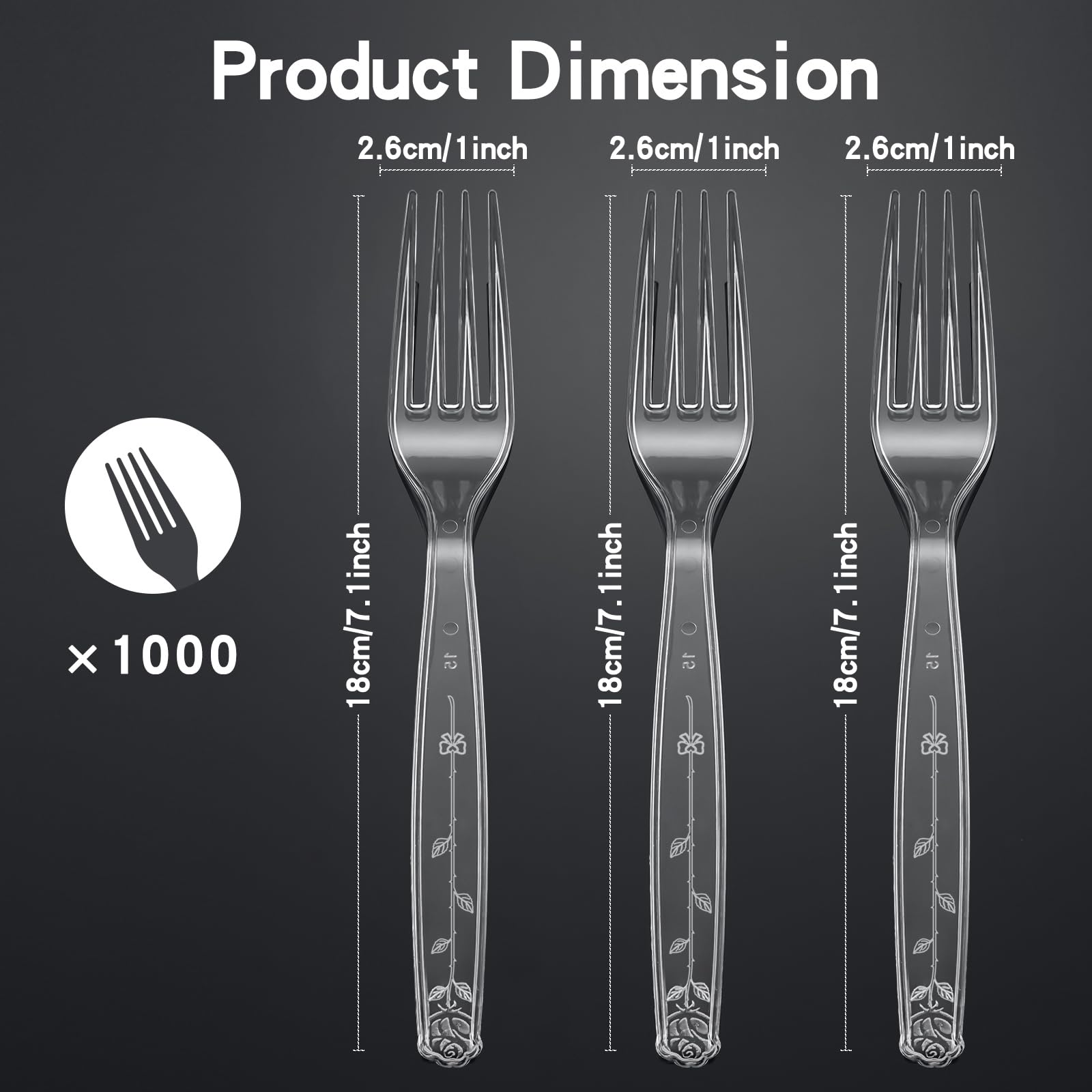 ZhuangJia 1000 Count Extra Heavy Duty Clear Plastic Forks, BPA-Free, Heat Resistant, Durable for Catering, Events and Party Supplies