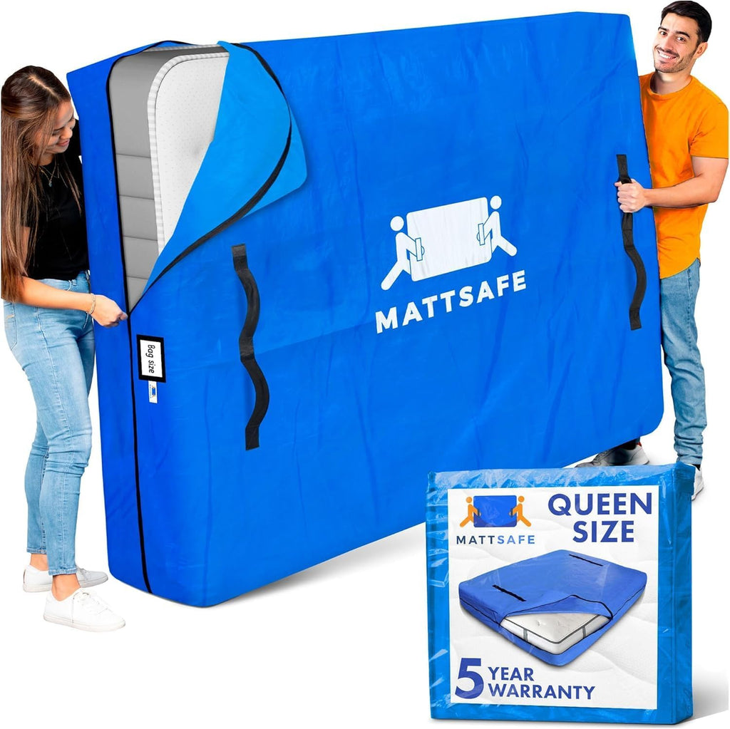 Nordic Elk Mattress Bags - Heavy Duty Queen Size Moving & Storage Cover with 8 Sturdy Handles & Strong Zipper