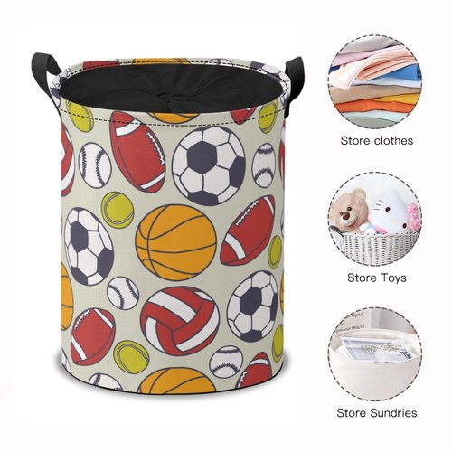 Storage Baskets- Football Pattern Foldable Laundry Hamper Fabric Organizer Storage Bins with Handles for Shelves, Closet, Nursery, Laundry, Toys