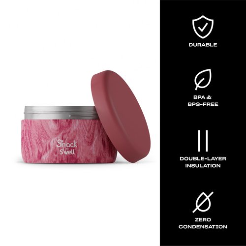 S'well S'nack Stainless Steel Food Container, 10 Oz, Rose Arbor, Double-Layered Insulated Bowls, BPA-Free