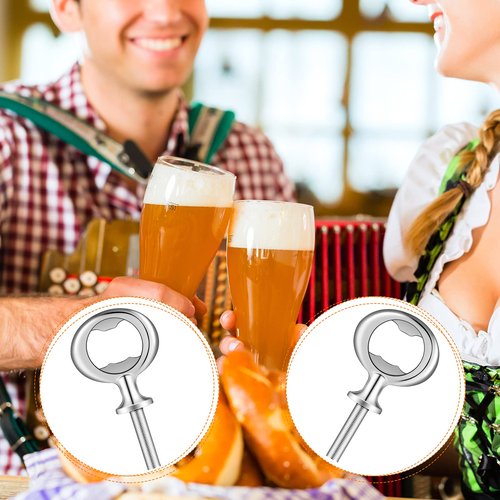 Cunhill 60 Pcs Metal Bottle Opener Blank Bulk Bottle Opener Inserts Parts Pieces Kit for Wood Craft DIY Project Turning Threaded Beer Hardware Turning Wedding Wine Party (Silver)