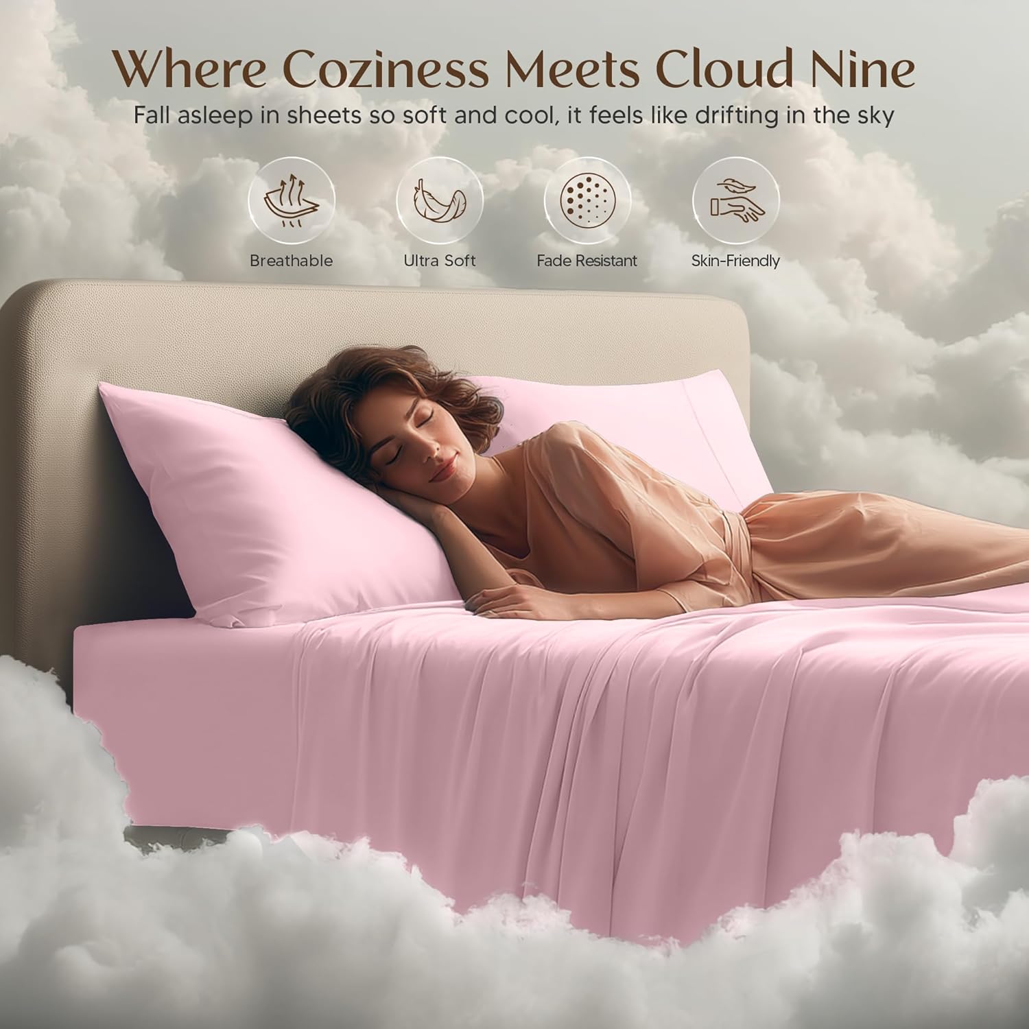 Utopia Bedding Queen Size Sheet Set - Soft, Breathable Microfiber, 4-Piece in Crystal Pink | Oeko-Tex Certified