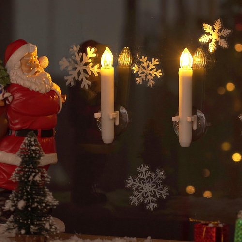 Homemory 12PCS LED Window Candles - 2X Brighter Flameless Taper Candles with Timer & Suction Cups for Holiday Decor