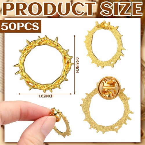 Kigeli Gold Crown of Thorns Lapel Pin - Elegant Easter Christian Brooch for Church Gifts & Sunday School