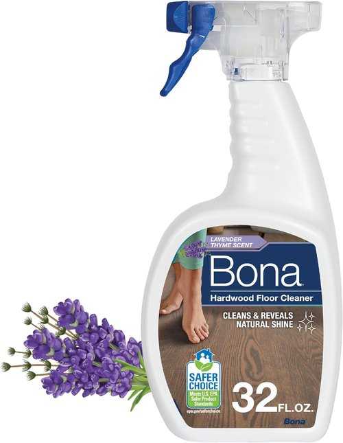 Bona Hardwood Floor Cleaner Spray | 32 Fl Oz | Lavender Thyme Scent | Refillable & Residue-Free Solution