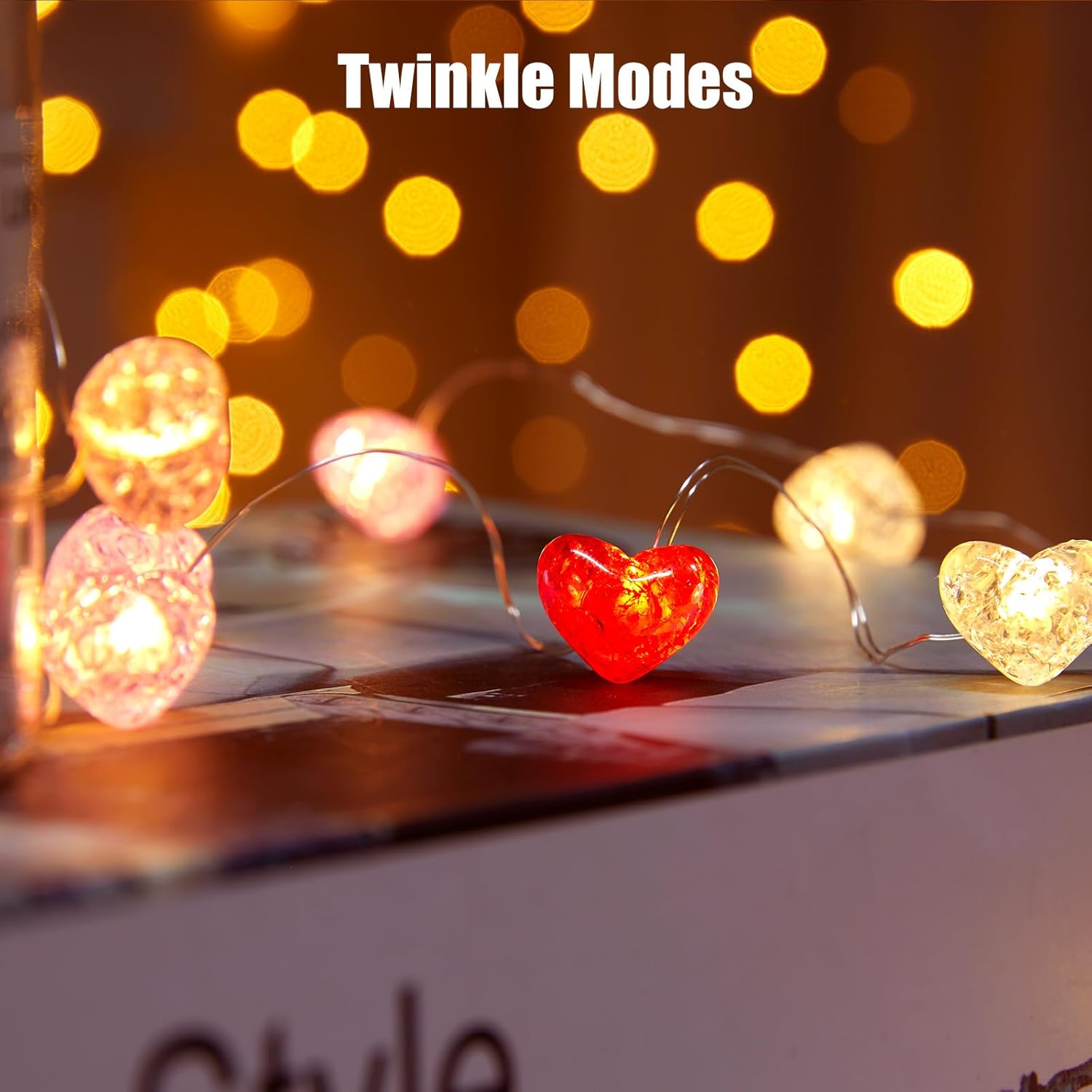 Skiennix 10.5ft Battery Operated Heart Fairy Lights - Remote Control for Easy Use