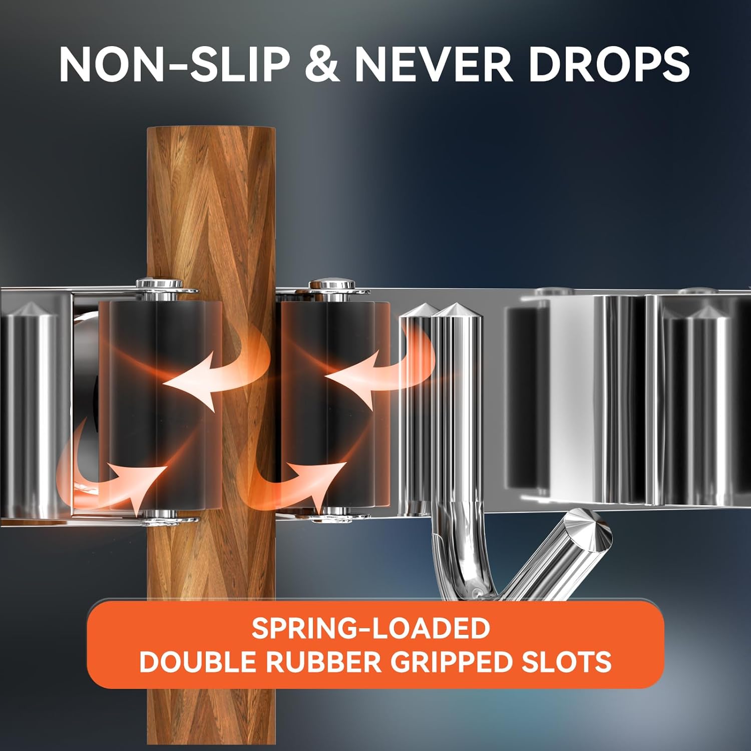 ZONGOOL Mop Broom Holder Wall Mount - 2 Pack with 4 Racks & 5 Hooks | Stainless Steel Organizer for Home & Garage