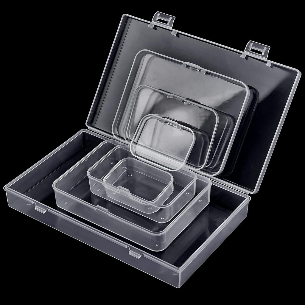 Skiennix Mini Plastic Storage Containers - 24 Pack Clear Boxes with Hinged Lids & Labels for Crafts