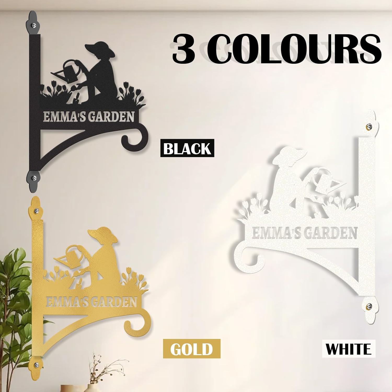 Skiennix Personalized Metal Plant Hangers - Heavy Duty Indoor & Outdoor Wall Bracket | Perfect for Bird Feeders & Lanterns
