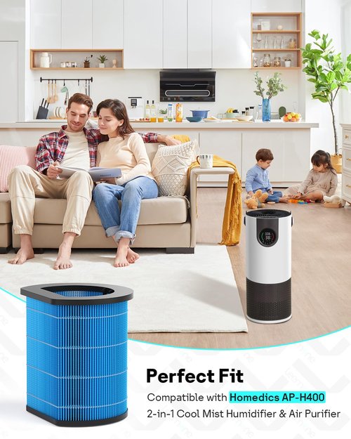 Leemone AP-H400 Replacement Filter Compatible with Homedics 2-in-1 Cool Mist Humidifier & Air Purifier, Wick Filter, Deliver Pure Water Humidification, Absorb Water Minerals,1 Pack